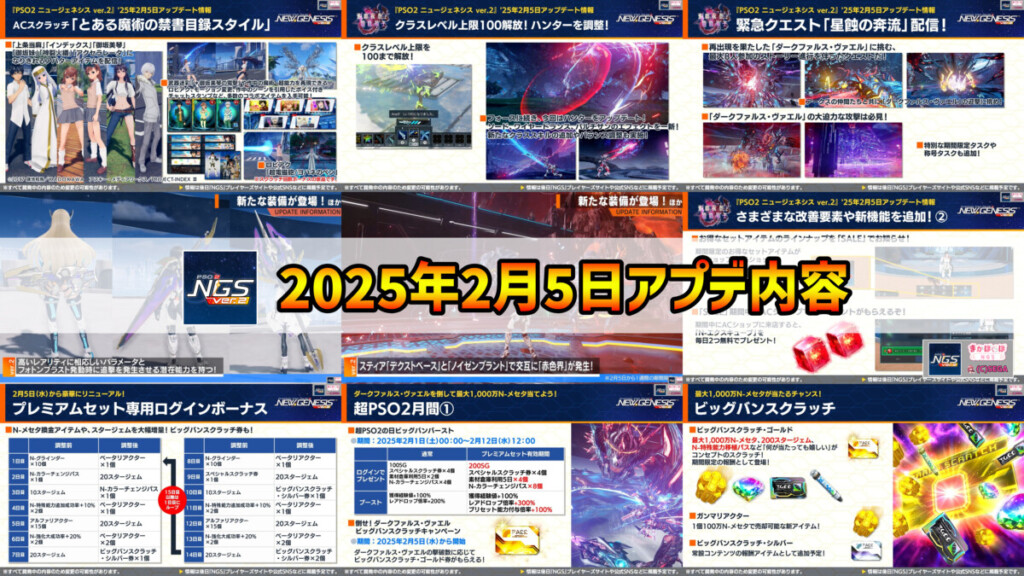 【PSO2NGS】2025年2月5日アプデ内容まとめ