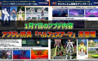 【PSO2NGS】1月7日のアプデ内容 -アプグレ防具「ベルフェスアーマ」シリーズ登場-